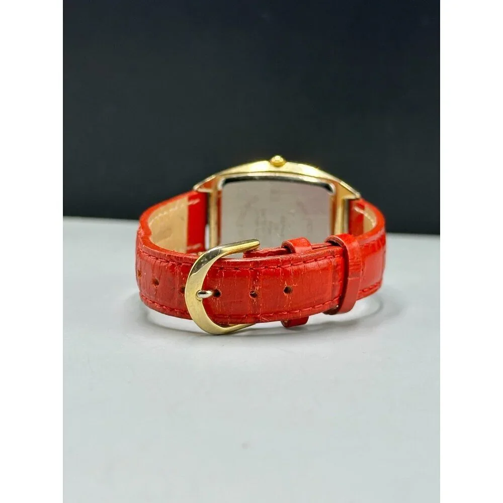Gossip Watch Women Gold Tone Barrel Case Red Leather Band New Battery 9